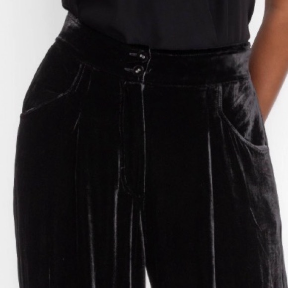 JOHNNY WAS Steffania Black Velvet Wide Leg Pleat Trouser--L - Picture 5 of 16